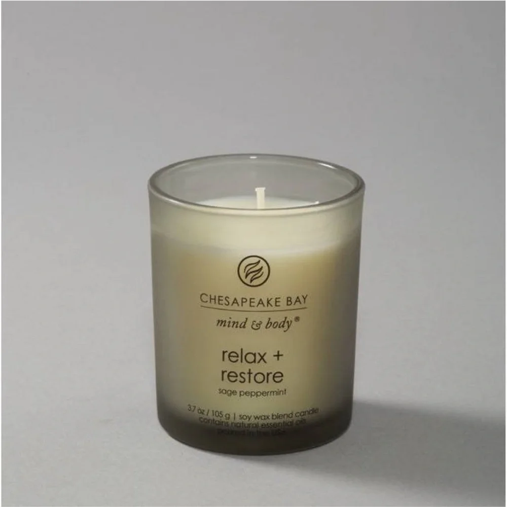 CHESAPEAKE BAY NWT Relax & restore lidded jar candle -gray -3.7oz